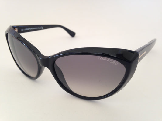 Tom Ford Martina Cat Eye Sunglasses Ivory Black Frame Gray Gradient Lens Tf231 01B - Sunglasses