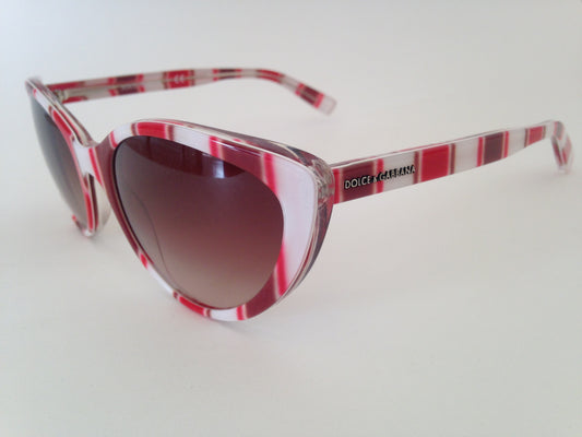 Dolce & Gabbana Dg4181P 2722/13 Cat Eye Sunglasses Dg4181 Stripes Red White Brown Gradient Womens - Sunglasses