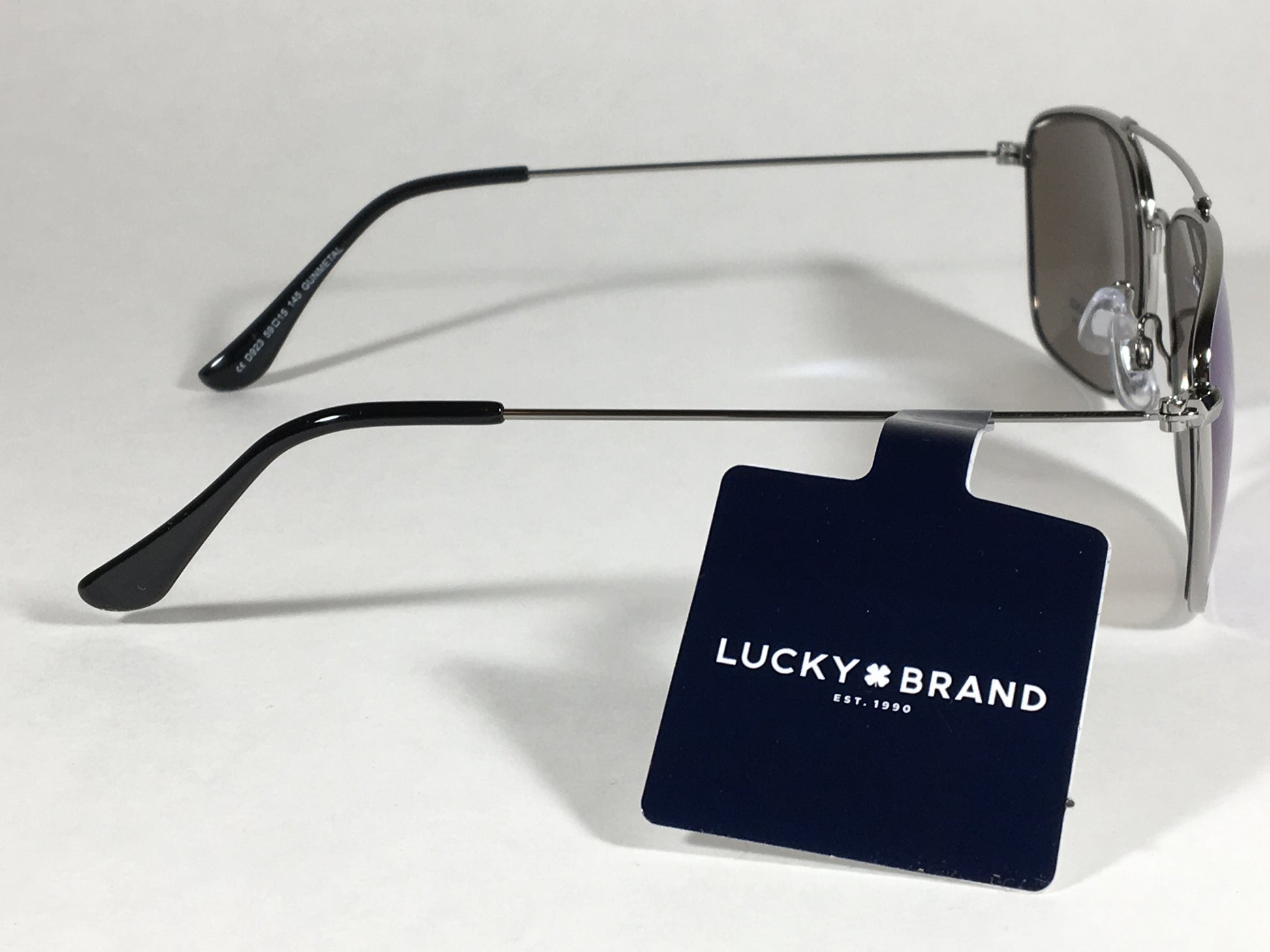 Lucky Brand Rectangle Aviator Sunglasses Blue Mirror Lens Gray Gunmetal D923 New - Sunglasses