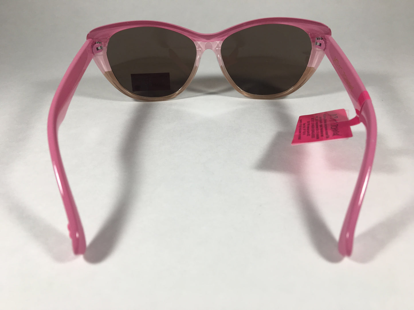 Betsey Johnson Bj859133 Cat Eye Sunglasses Retro 80S Color Block Pink Tan Brown Lens - Sunglasses