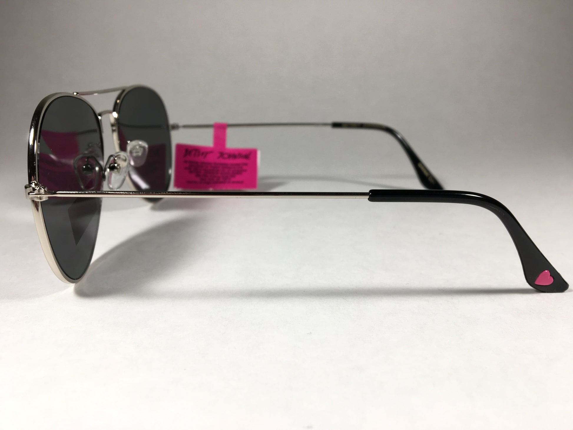 Betsey Johnson Flat Aviator Sunglasses Silver Wire Metal Frame Gray Lens Bj472107 Silver - Sunglasses
