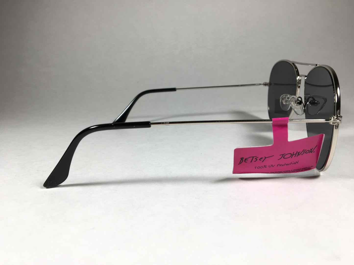 Betsey Johnson Flat Aviator Sunglasses Silver Wire Metal Frame Gray Lens Bj472107 Silver - Sunglasses