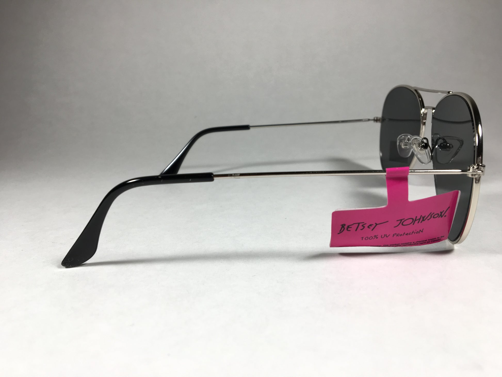 Betsey Johnson Flat Aviator Sunglasses Silver Wire Metal Frame Gray Lens Bj472107 Silver - Sunglasses