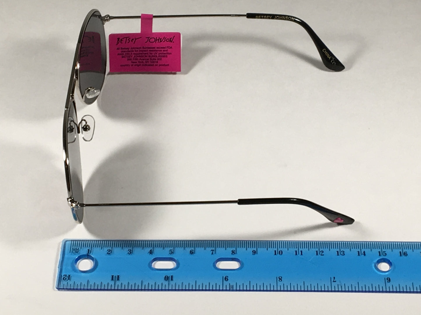 Betsey Johnson Flat Aviator Sunglasses Silver Wire Metal Frame Gray Lens Bj472107 Silver - Sunglasses