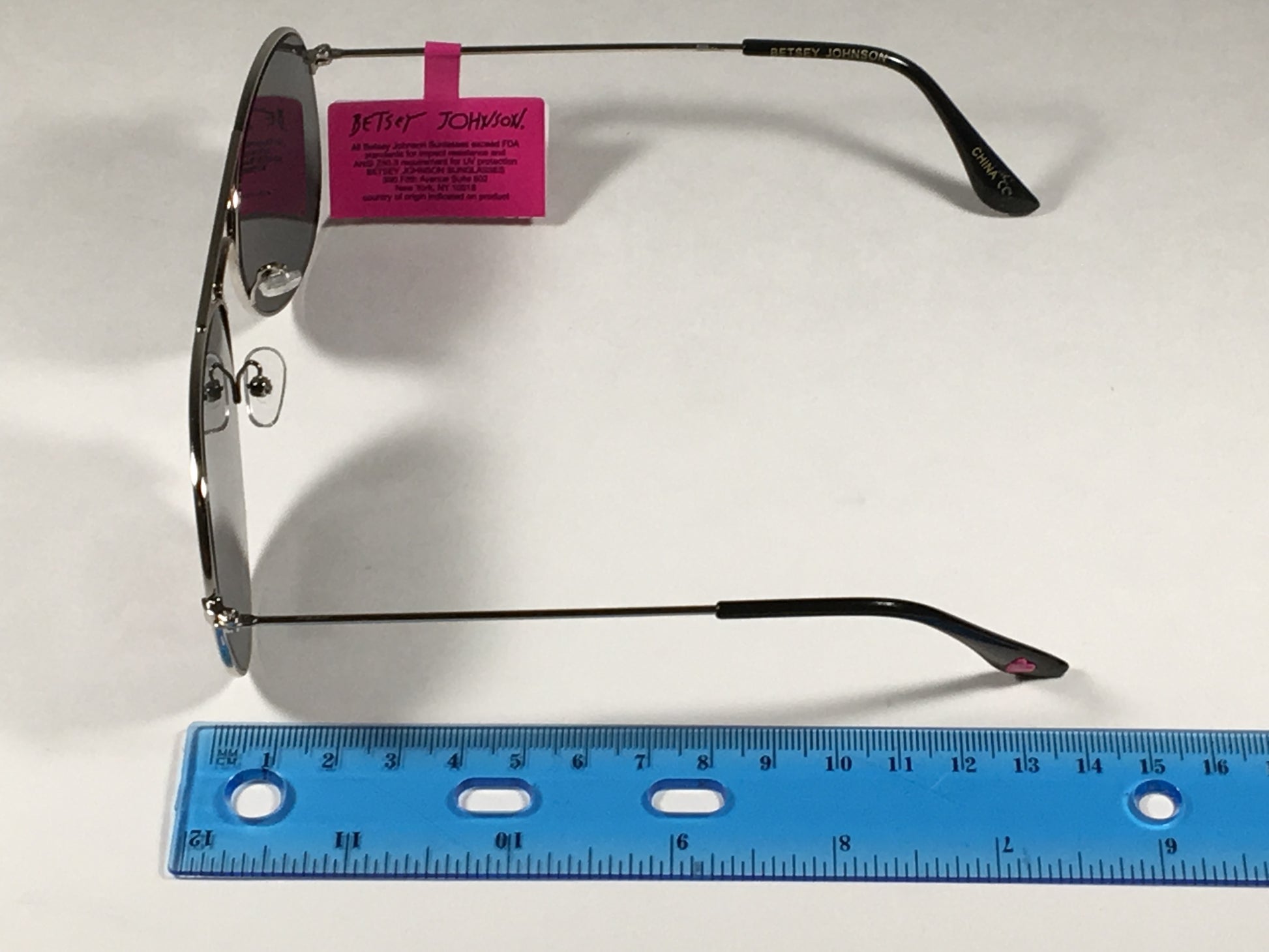 Betsey Johnson Flat Aviator Sunglasses Silver Wire Metal Frame Gray Lens Bj472107 Silver - Sunglasses