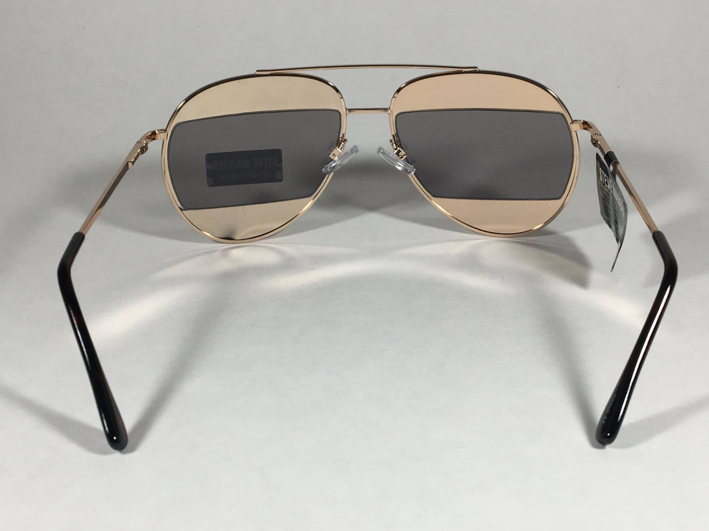 Steve Madden Retro Future Split Aviator Sunglasses Gold Brown Lens Sm482110Gld - Sunglasses