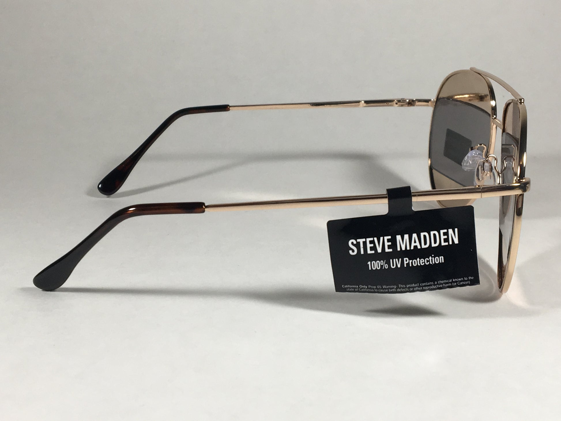 Steve Madden Retro Future Split Aviator Sunglasses Gold Brown Lens Sm482110Gld - Sunglasses