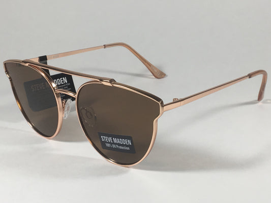 Steve Madden Cat Eye Sunglasses Brow Bar Rose Gold Metal Brown Lens Sm489102 Rsg - Sunglasses