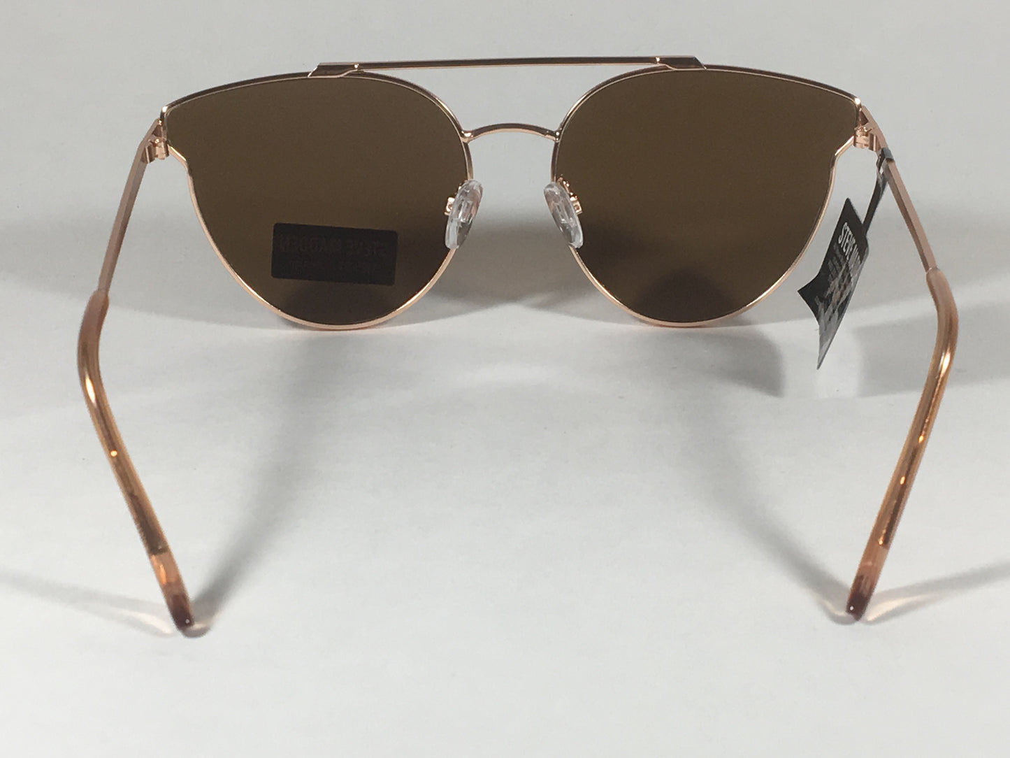 Steve Madden Cat Eye Sunglasses Brow Bar Rose Gold Metal Brown Lens Sm489102 Rsg - Sunglasses