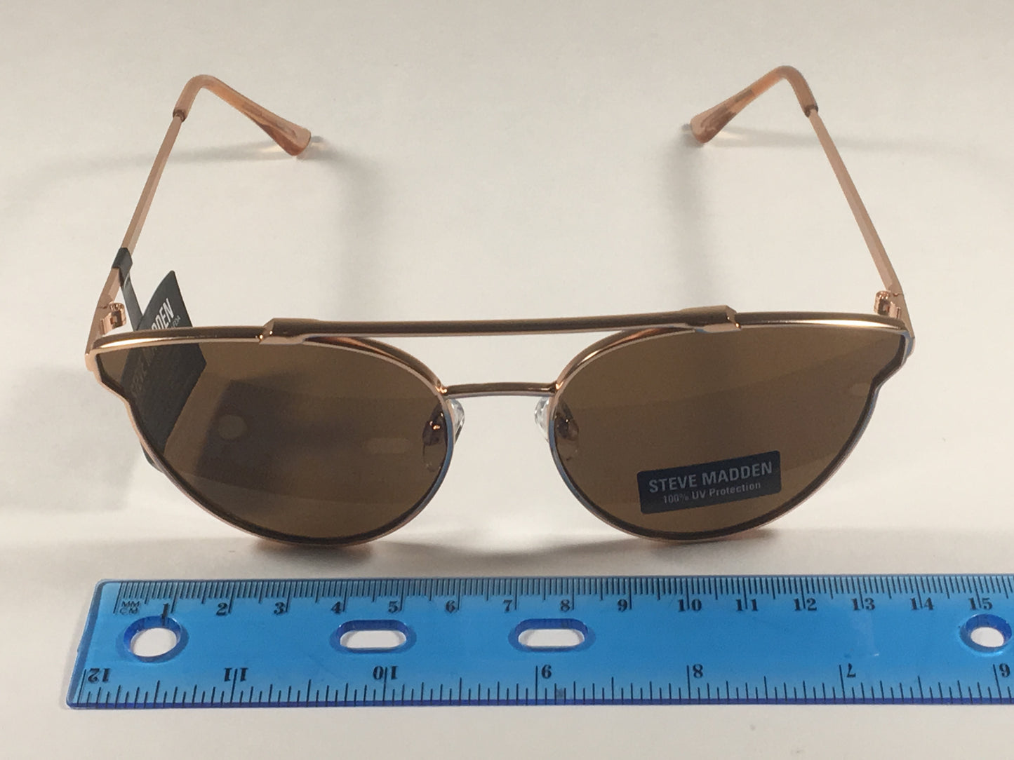 Steve Madden Cat Eye Sunglasses Brow Bar Rose Gold Metal Brown Lens Sm489102 Rsg - Sunglasses