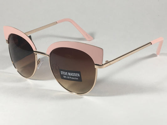 Steve Madden Catty Soho Sunglasses Pink Gold Metal Brown Gradient Sm473168 Pnk - Sunglasses