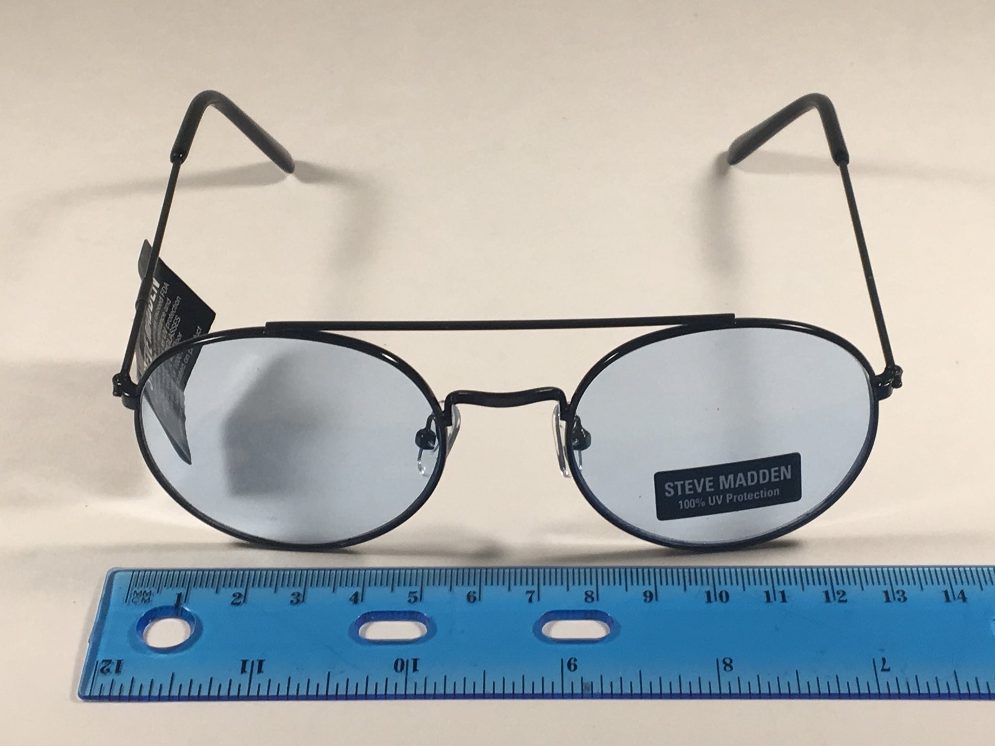 Steve Madden Round Sunglasses Black Metal Frame Light Blue Lens Sm485102 Bkbl - Sunglasses
