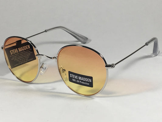 Steve Madden Round Sunglasses Silver Metal Orange Yellow Gradient Sm485103 Orgy - Sunglasses