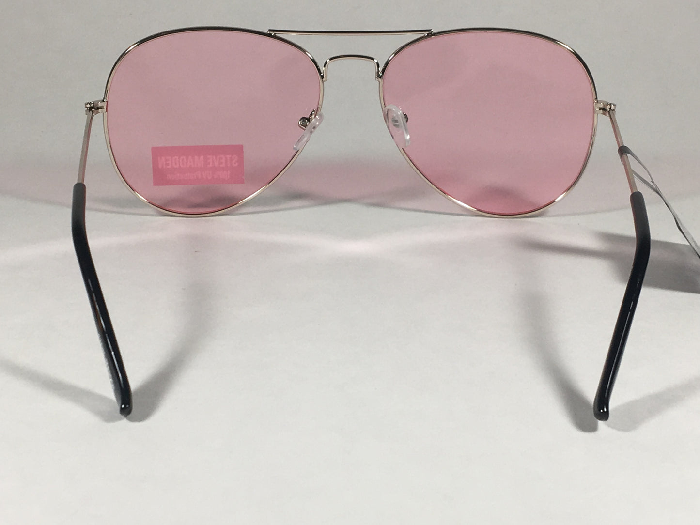 Steve Madden Aviator Sunglasses Pale Gold Metal Light Pink Lens Sm482101 Gldpn - Sunglasses