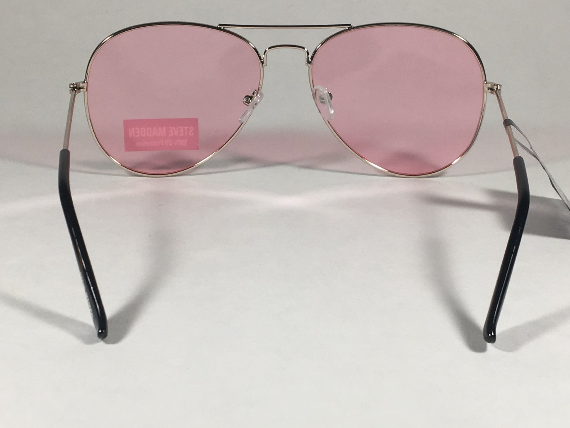 Steve Madden Aviator Sunglasses Pale Gold Metal Light Pink Lens Sm482101 Gldpn - Sunglasses