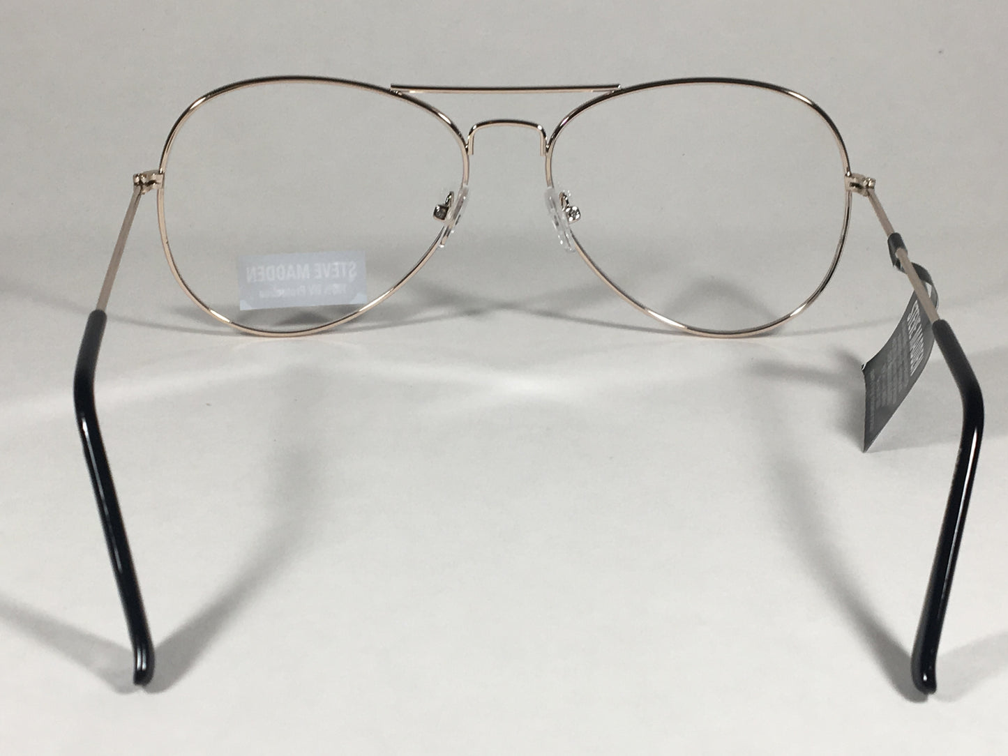 Steve Madden Aviator Sunglasses Pale Gold Tone Metal Clear Lens Sm482101 Gldc - Sunglasses