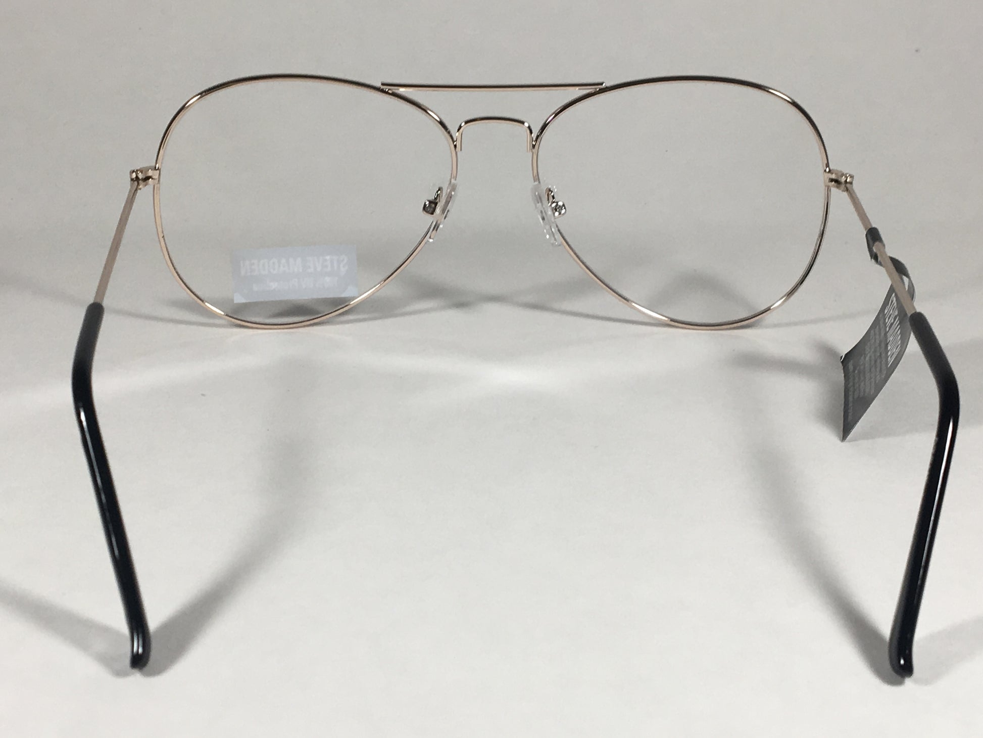 Steve Madden Aviator Sunglasses Pale Gold Tone Metal Clear Lens Sm482101 Gldc - Sunglasses