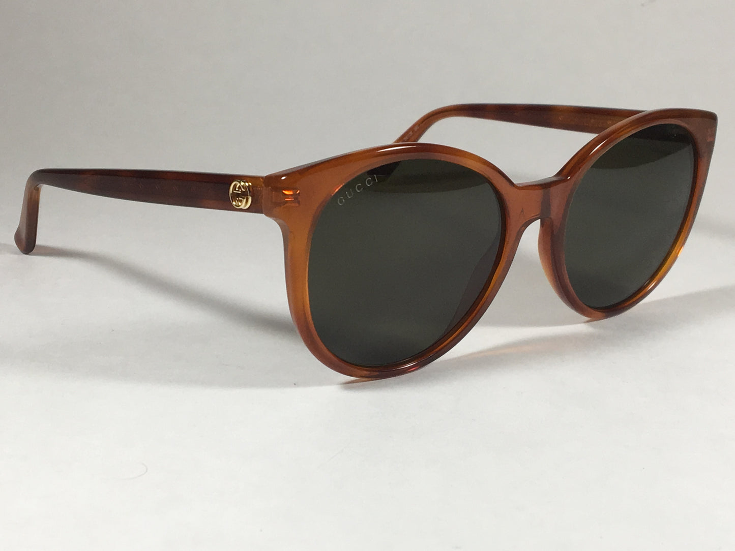 Gucci Round Sunglasses Orange Havana Frame Gray Green Lens Gg3820/s 0561E - Sunglasses
