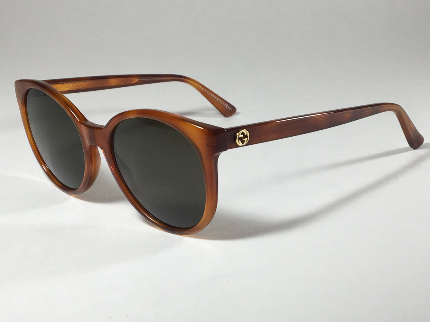 Gucci Round Sunglasses Orange Havana Frame Gray Green Lens Gg3820/s 0561E - Sunglasses
