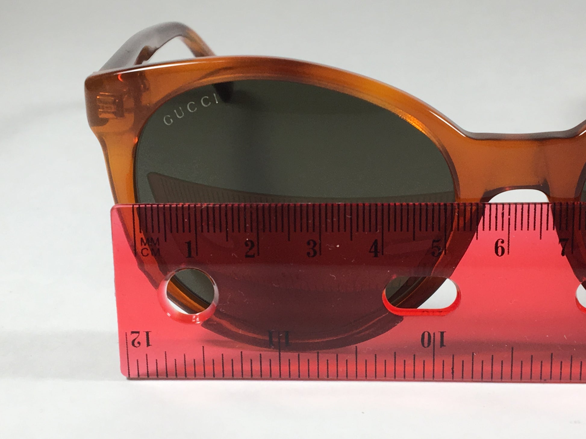 Gucci Round Sunglasses Orange Havana Frame Gray Green Lens Gg3820/s 0561E - Sunglasses
