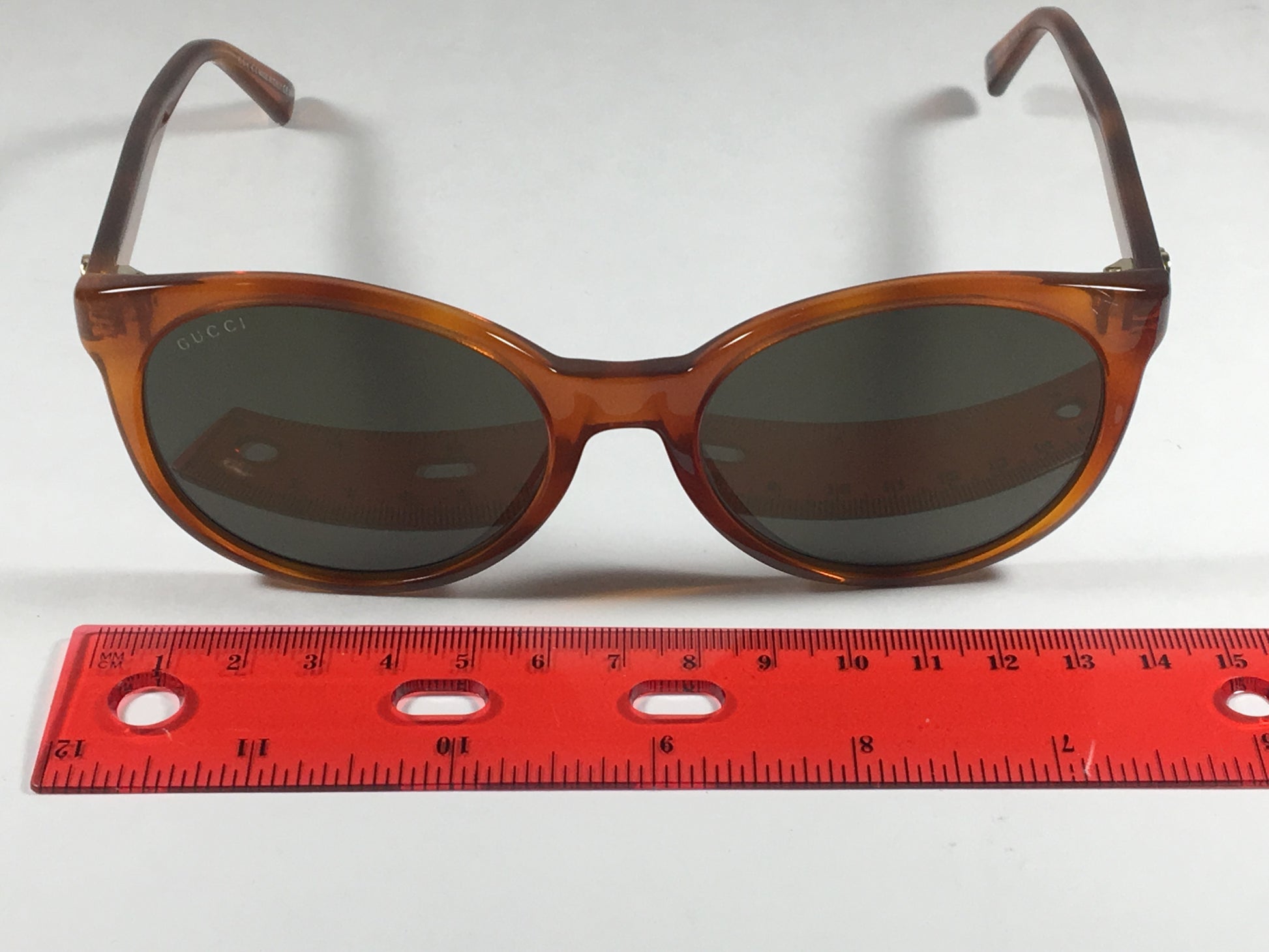 Gucci Round Sunglasses Orange Havana Frame Gray Green Lens Gg3820/s 0561E - Sunglasses