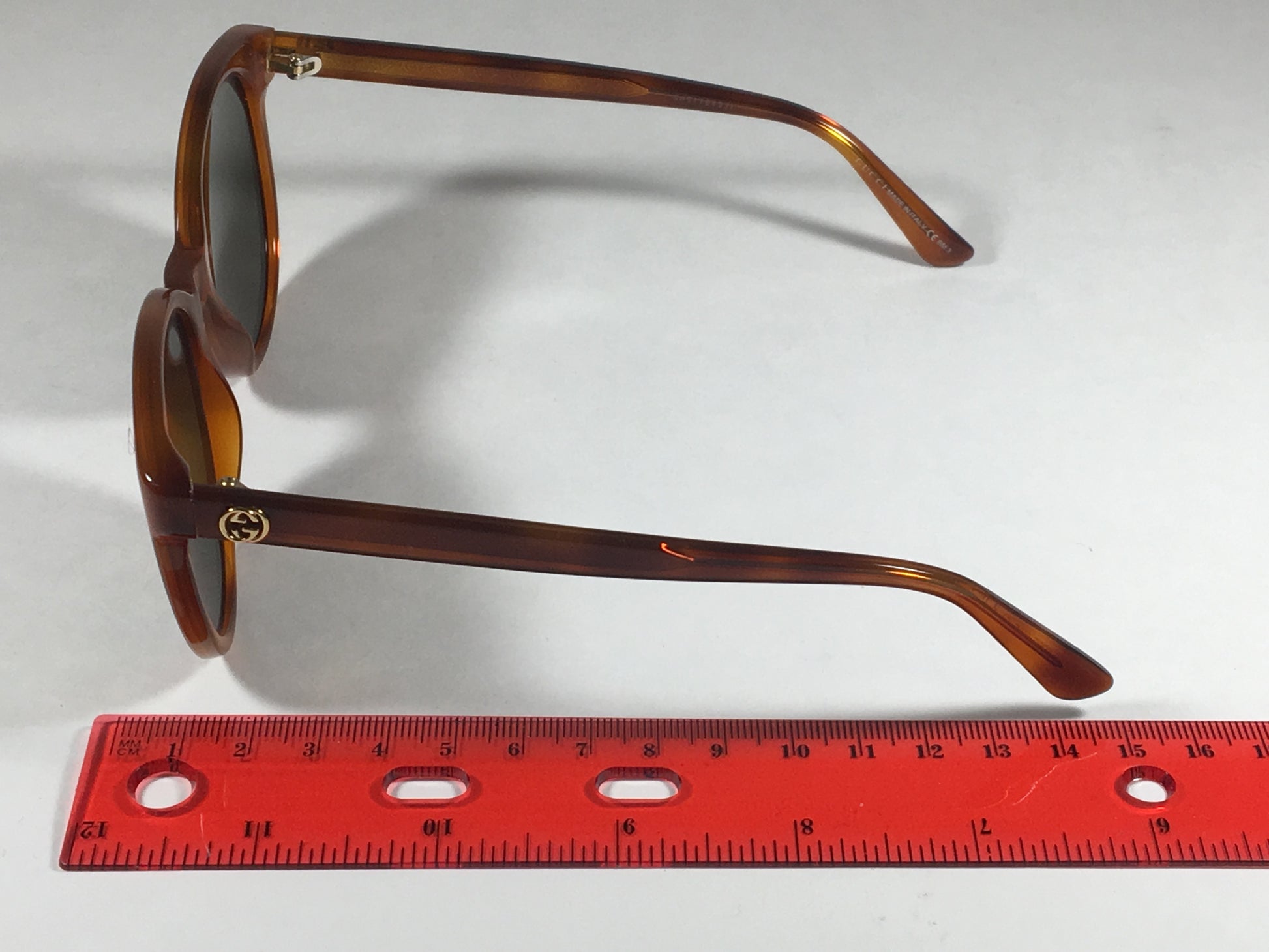 Gucci Round Sunglasses Orange Havana Frame Gray Green Lens Gg3820/s 0561E - Sunglasses