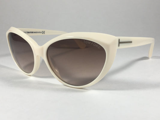 Tom Ford Martina Cat Eye Sunglasses Ivory White Frame Brown Gradient Lens Tf0231 25F - Sunglasses