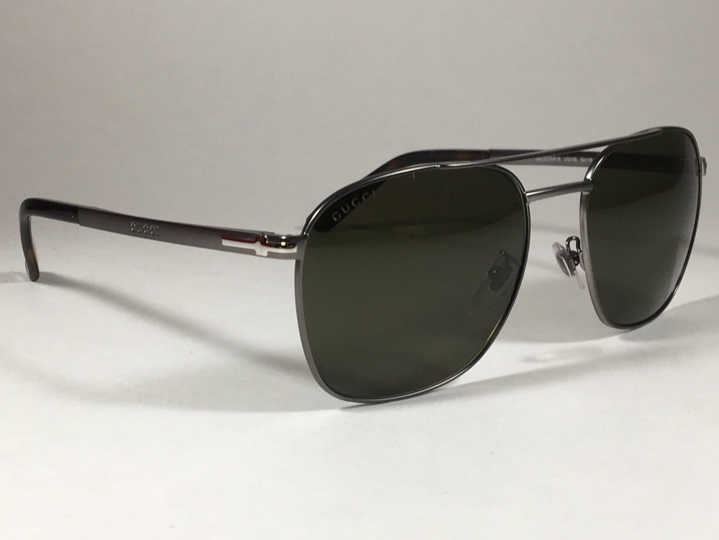 Gucci Aviator Pilot Sunglasses Dark Ruthenium Gunmetal Gray Tortoise Green Lens Gg2270/f/s Vsv1E - Sunglasses
