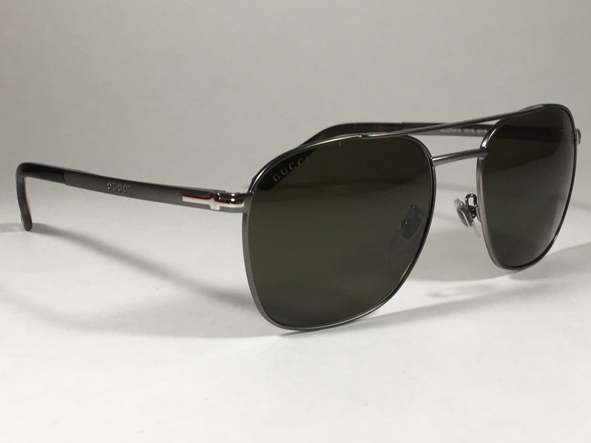 Gucci Aviator Pilot Sunglasses Dark Ruthenium Gunmetal Gray Tortoise Green Lens Gg2270/f/s Vsv1E - Sunglasses