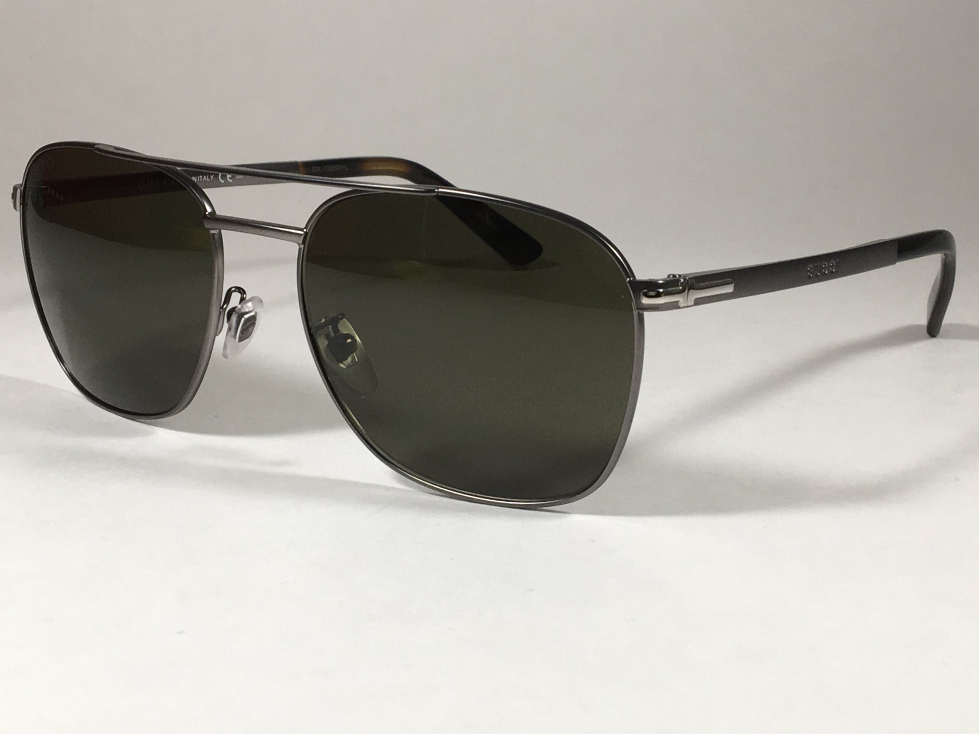 Gucci Aviator Pilot Sunglasses Dark Ruthenium Gunmetal Gray Tortoise Green Lens Gg2270/f/s Vsv1E - Sunglasses