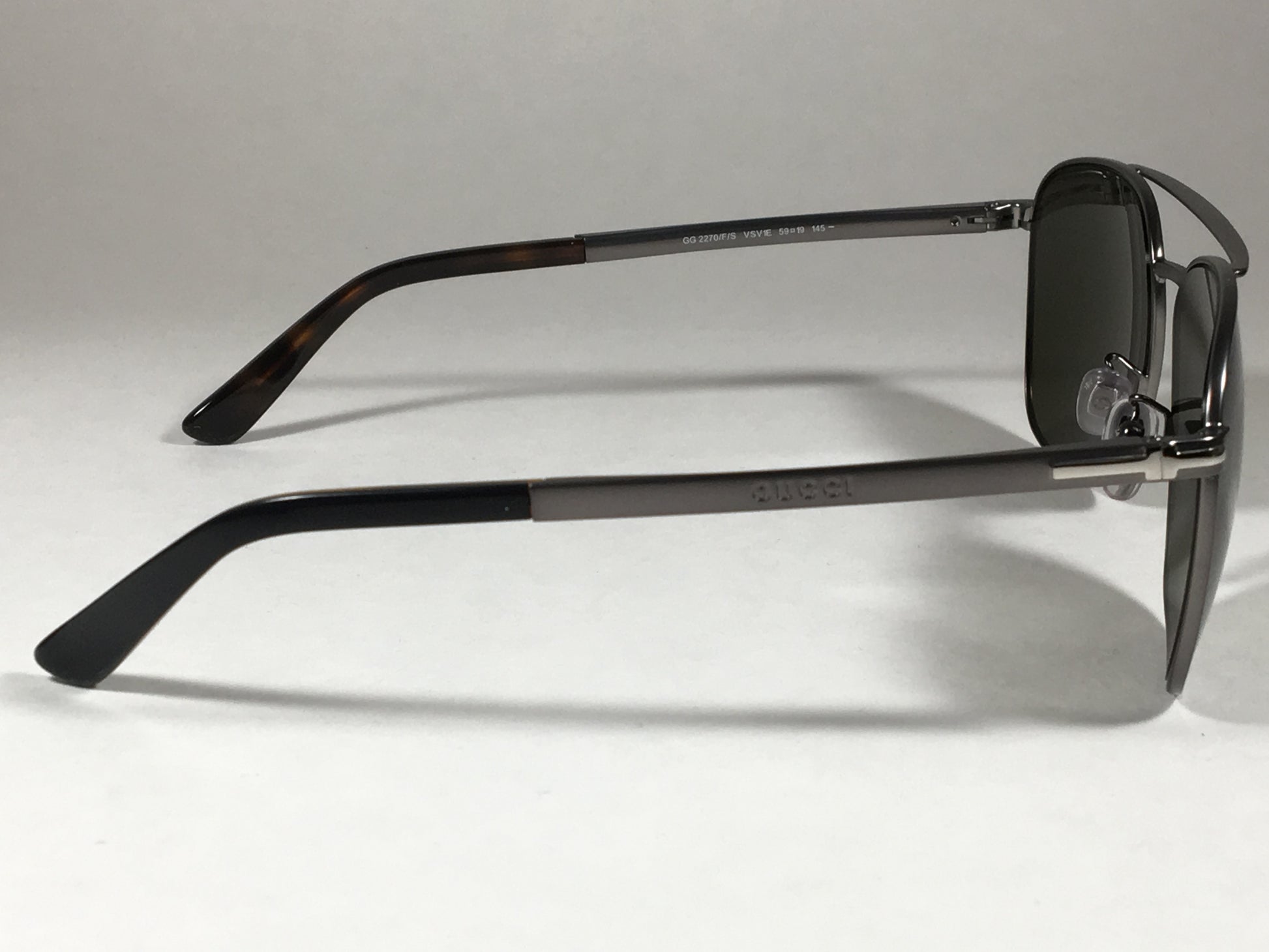 Gucci Aviator Pilot Sunglasses Dark Ruthenium Gunmetal Gray Tortoise Green Lens Gg2270/f/s Vsv1E - Sunglasses