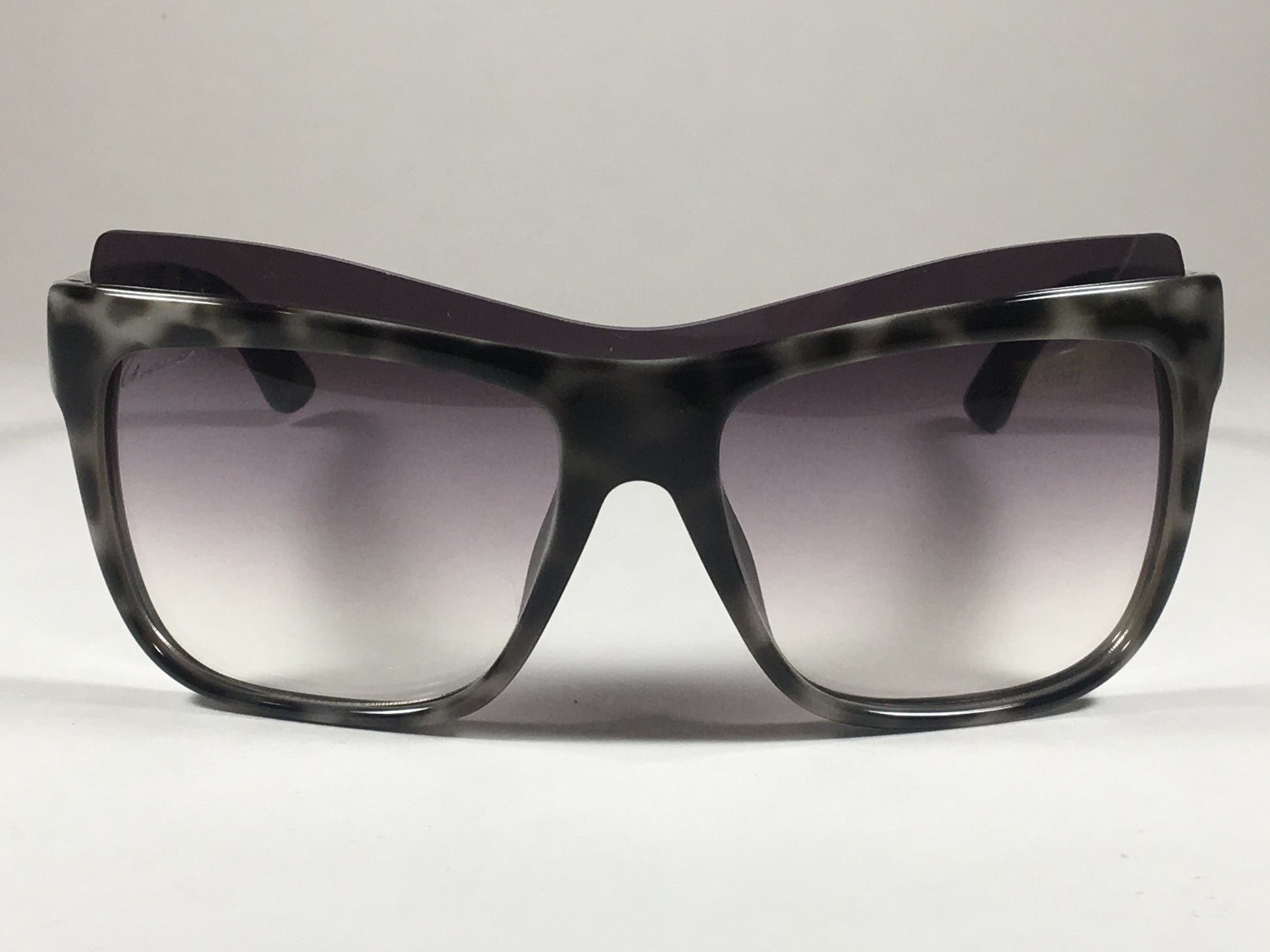 Gucci Shield Brow Sunglasses White Havana Frame Gray Gradient Lens GG3782/S M02QP - Sunglasses