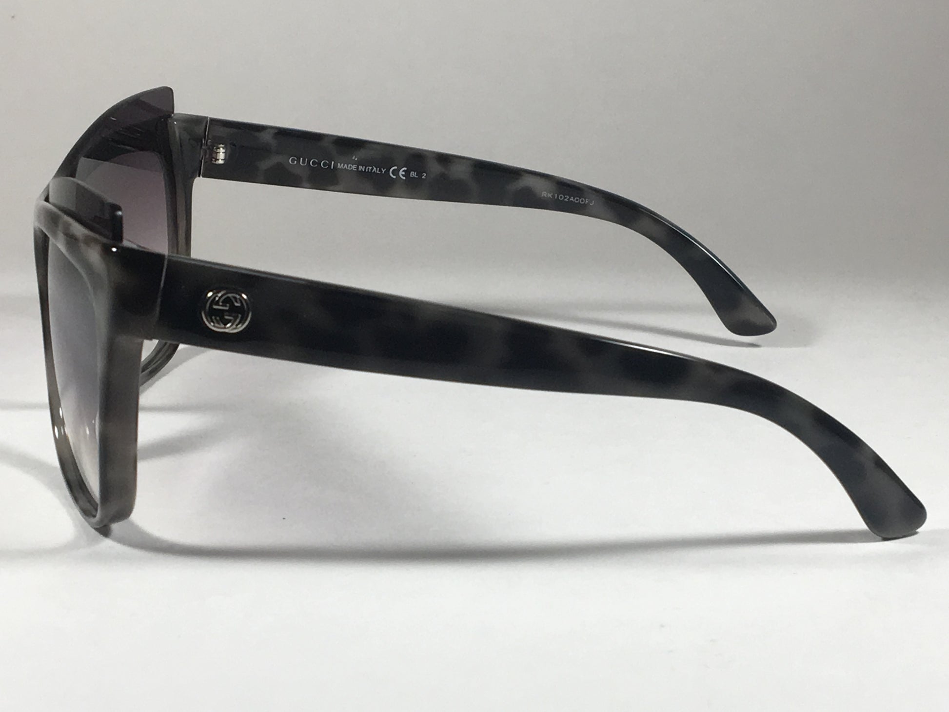 Gucci Shield Brow Sunglasses White Havana Frame Gray Gradient Lens GG3782/S M02QP - Sunglasses