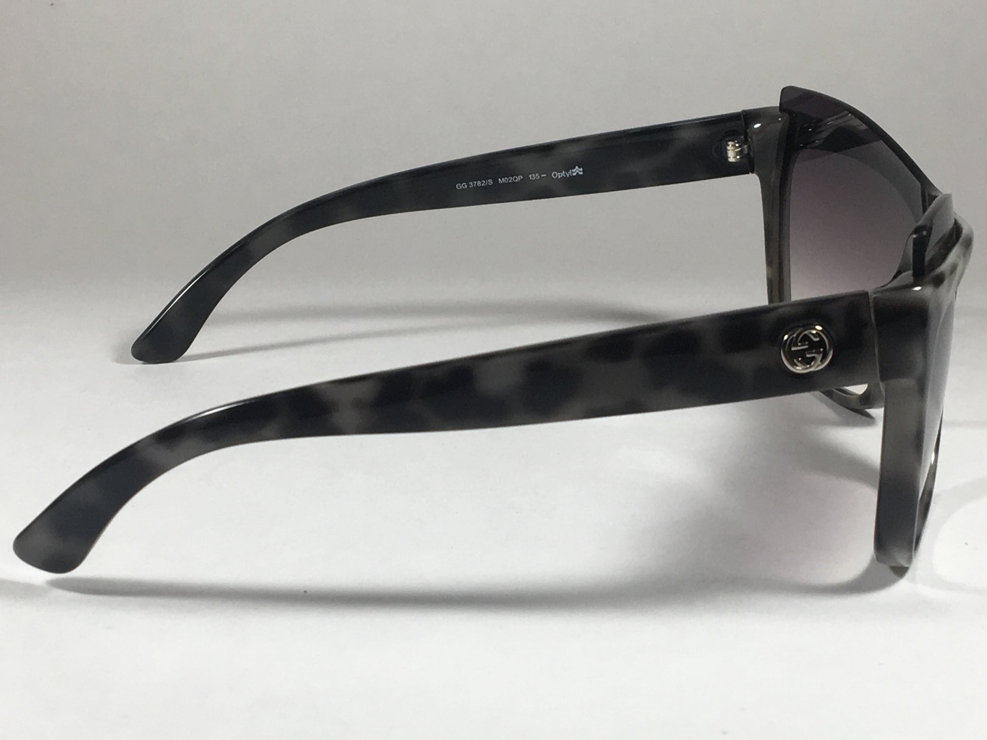 Gucci Shield Brow Sunglasses White Havana Frame Gray Gradient Lens GG3782/S M02QP - Sunglasses