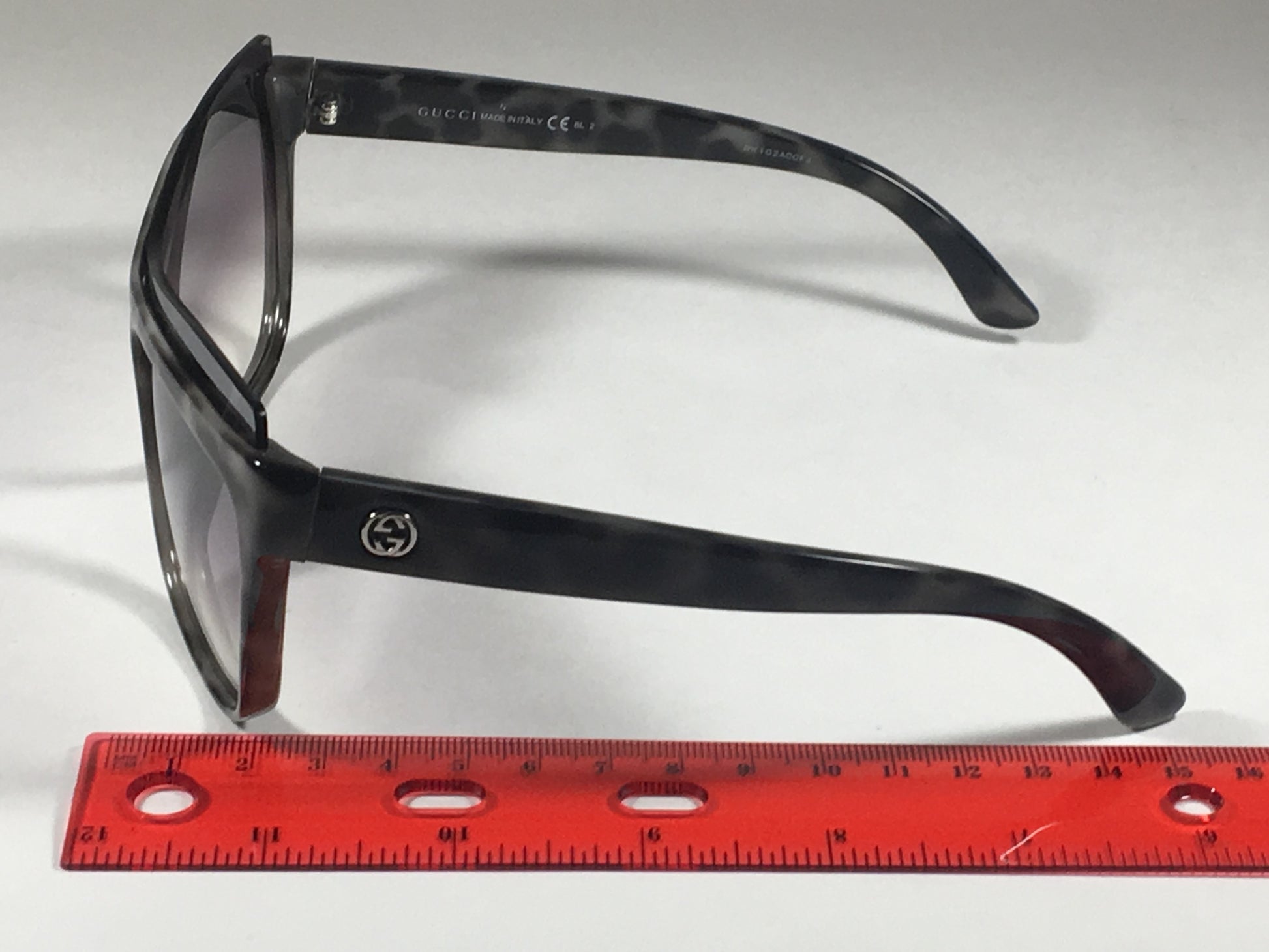 Gucci Shield Brow Sunglasses White Havana Frame Gray Gradient Lens GG3782/S M02QP - Sunglasses