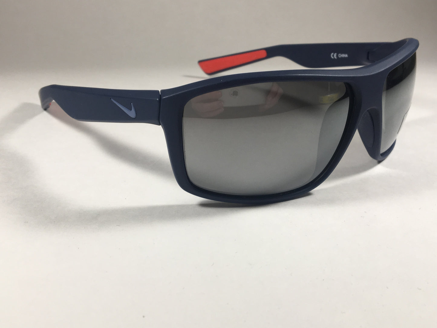 Nike Premier 8.0 Wrap Sunglasses Ev0792 Mens Dark Blue Gray Mirror Flash Lens - Sunglasses