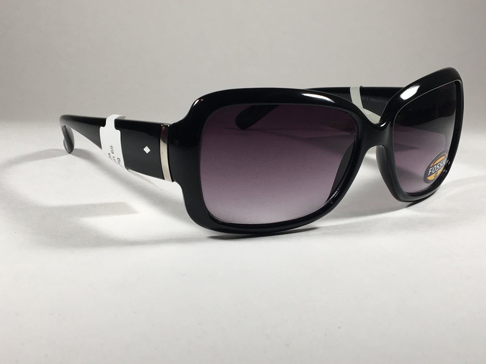 Fossil Oval Wrap Sunglasses Womens Fw2 Black Frame Purple Gray Gradient Lens - Sunglasses