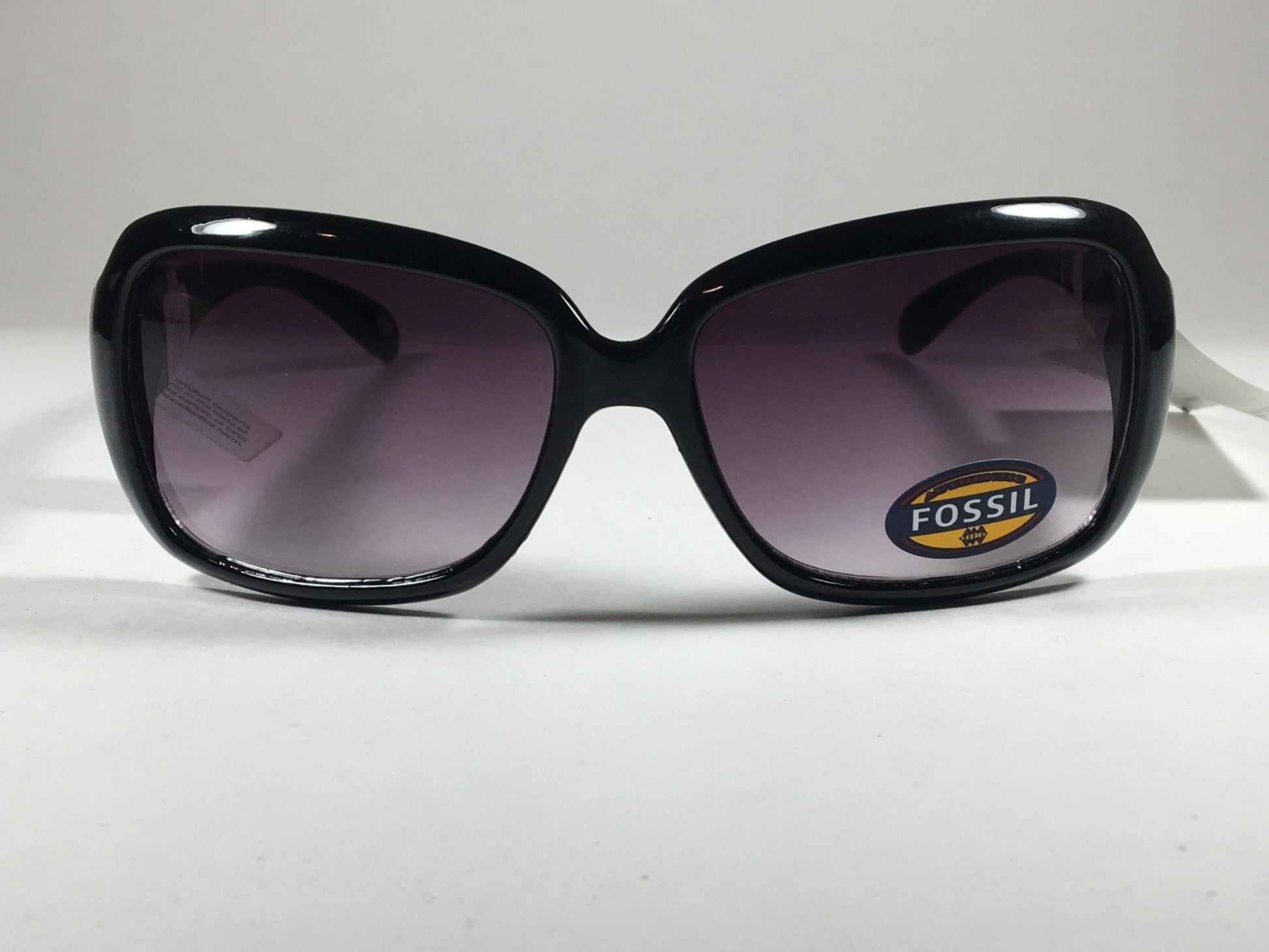 Fossil Oval Wrap Sunglasses Womens Fw2 Black Frame Purple Gray Gradient Lens - Sunglasses
