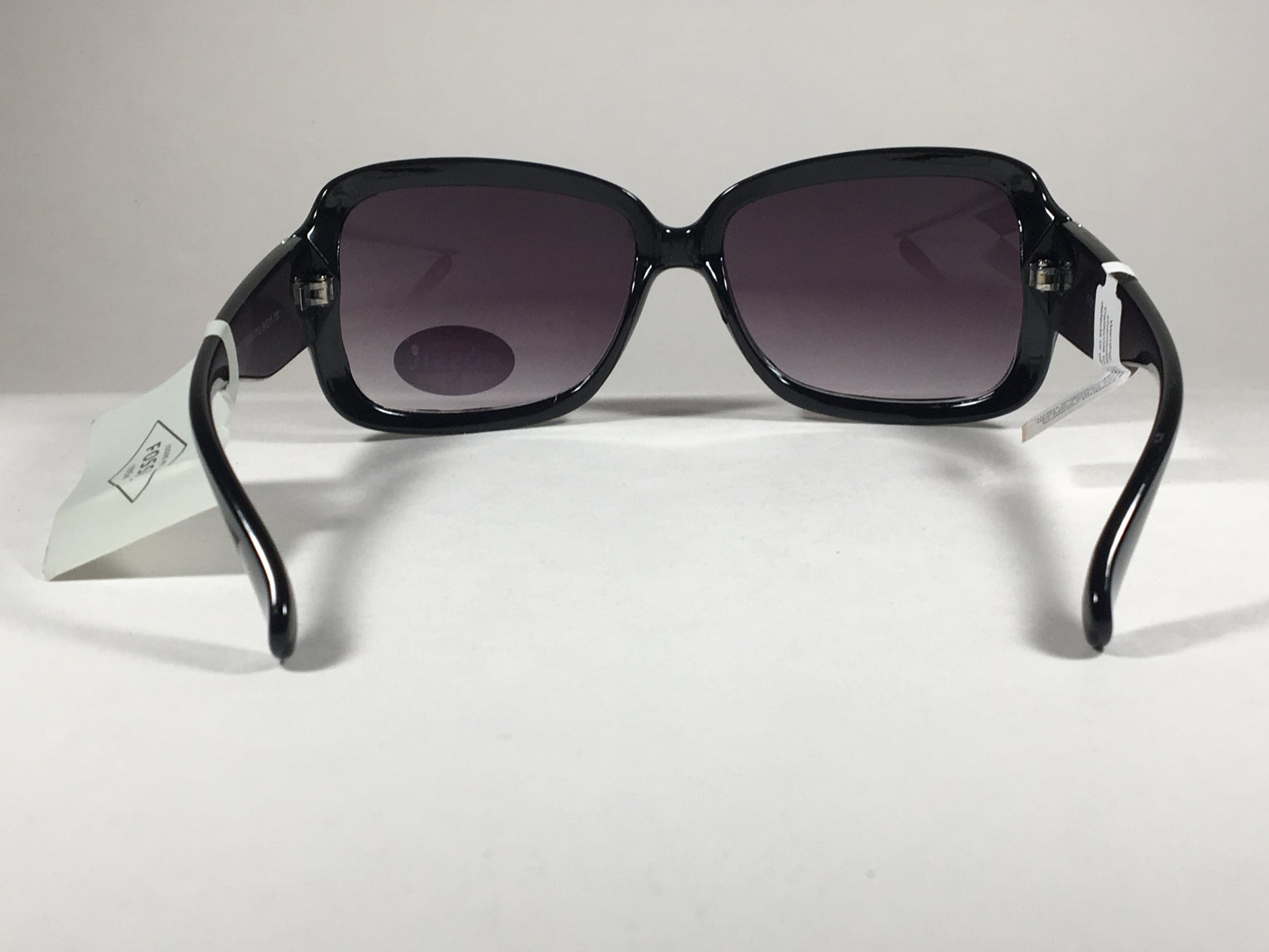 Fossil Oval Wrap Sunglasses Womens Fw2 Black Frame Purple Gray Gradient Lens - Sunglasses