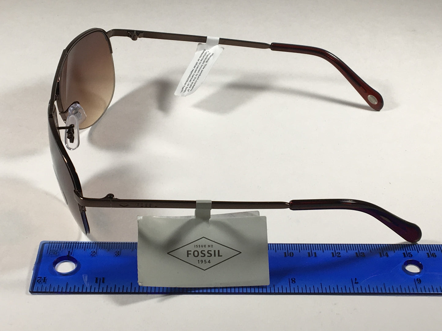 Fossil Aviator Sunglasses Semi Rim Metal Brown Frame Gradient Lens FW5 - Sunglasses