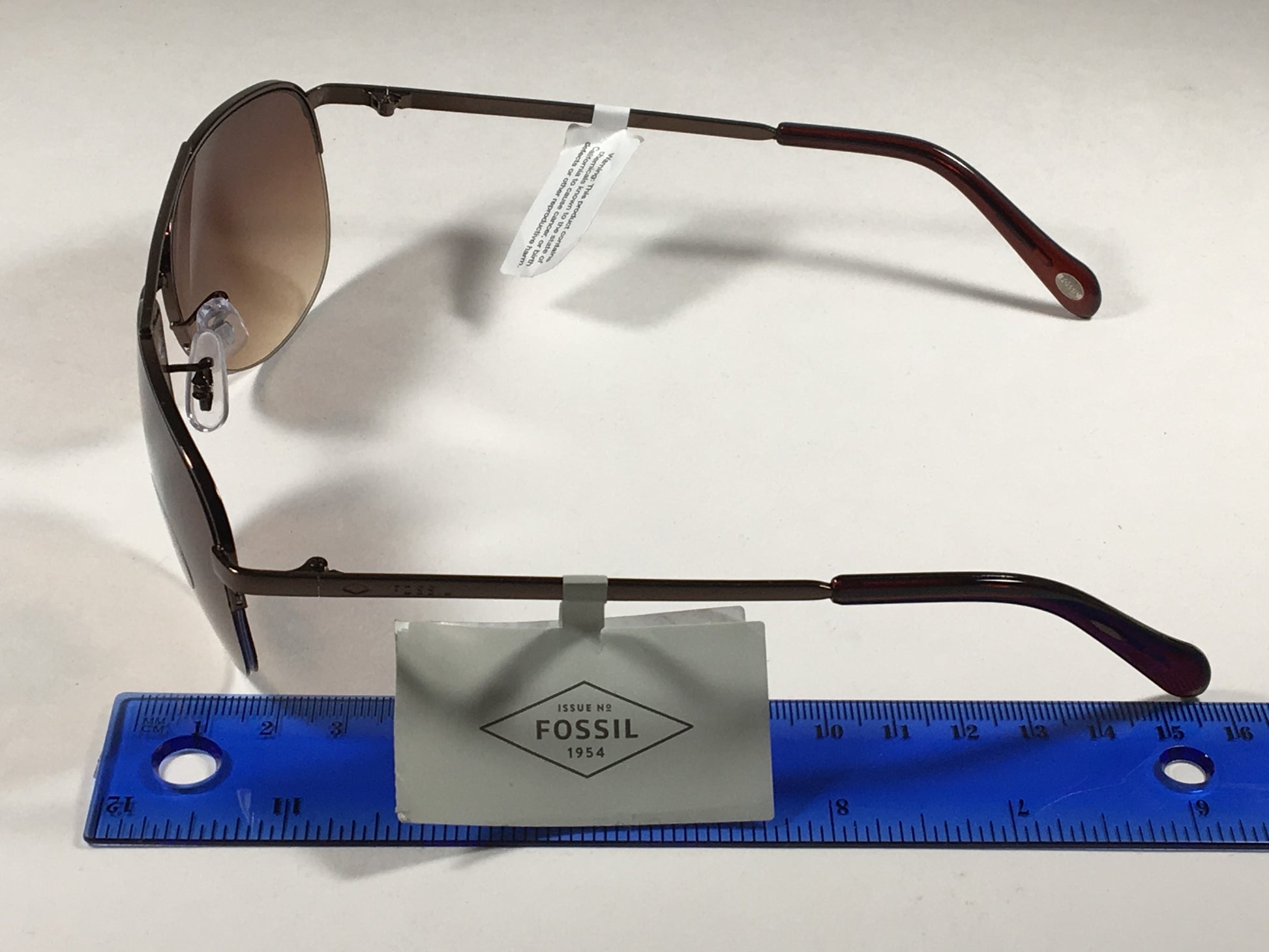 Fossil Aviator Sunglasses Semi Rim Metal Brown Frame Gradient Lens FW5 - Sunglasses