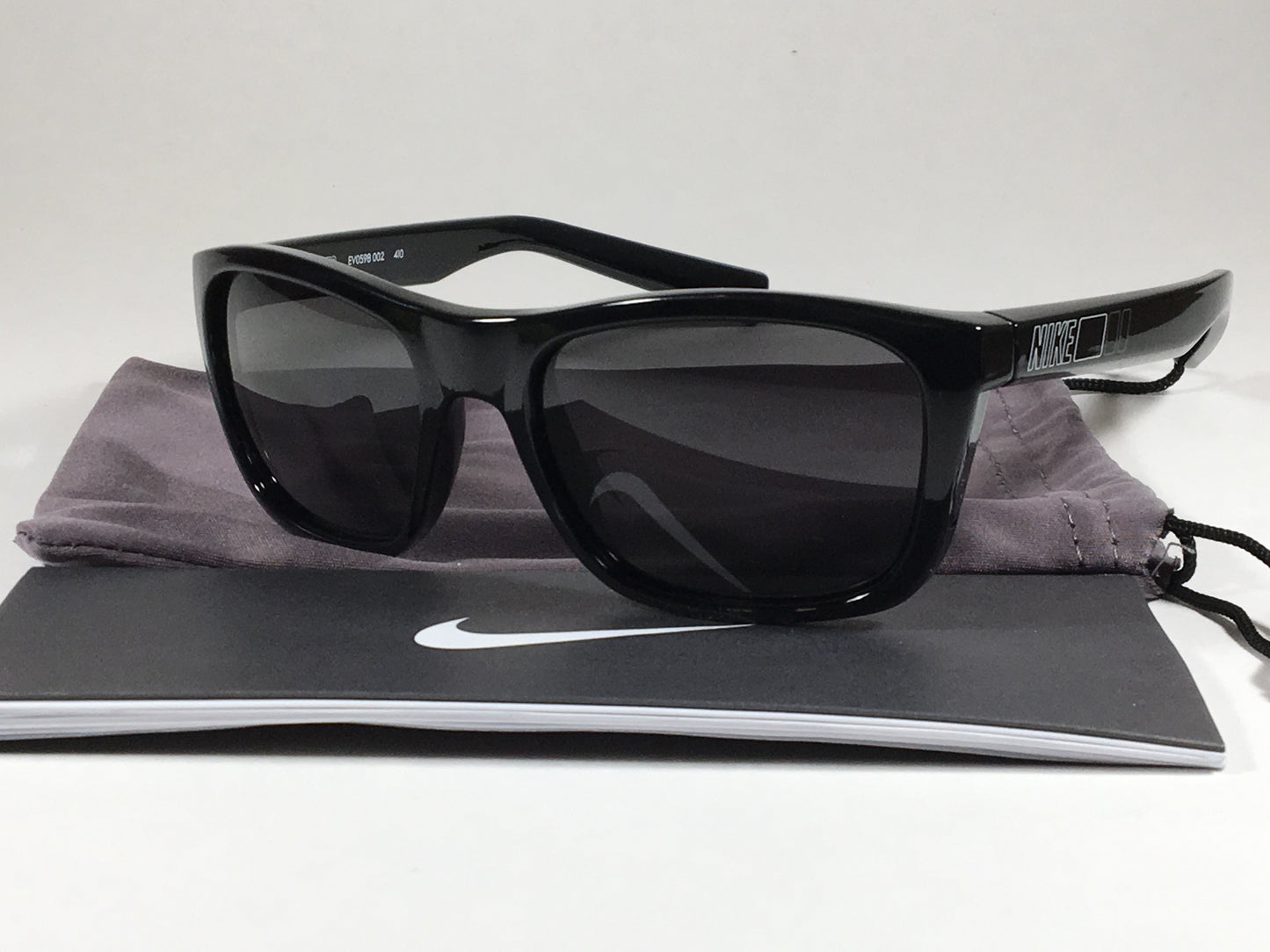 Nike Vintage 73 Square Sunglasses Ev0598 002 410 Black Gloss Frame Gray Lens - Sunglasses