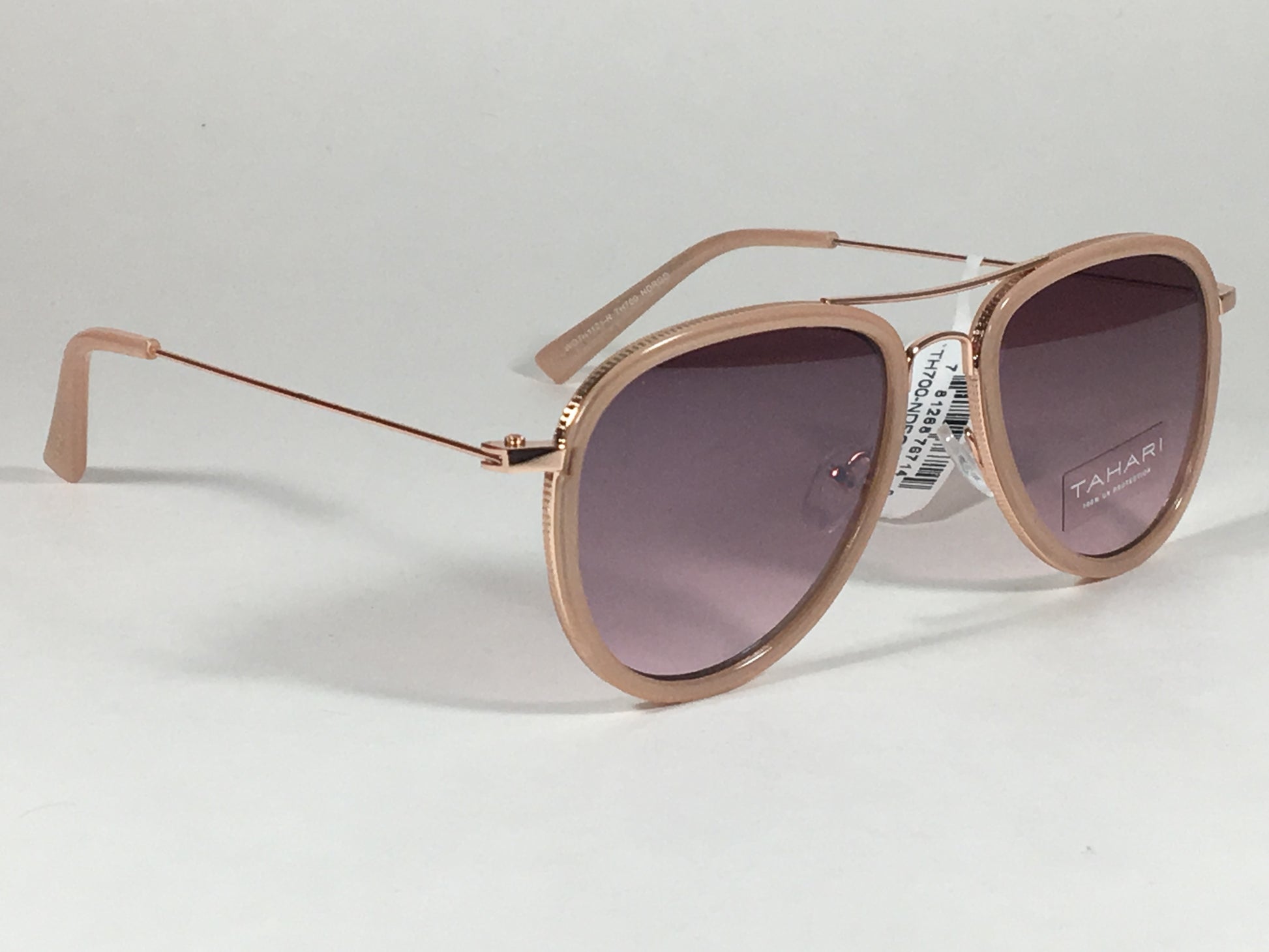 Tahari Aviator Pilot Sunglasses Rose Gold Nude Pink Gradient Lens Th700 Ndrgd - Sunglasses