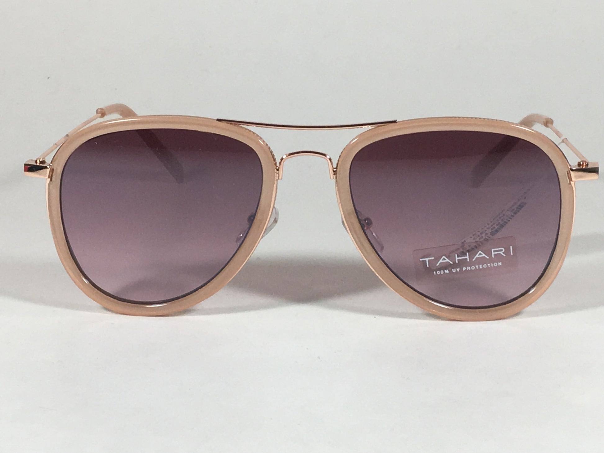Tahari Aviator Pilot Sunglasses Rose Gold Nude Pink Gradient Lens Th700 Ndrgd - Sunglasses