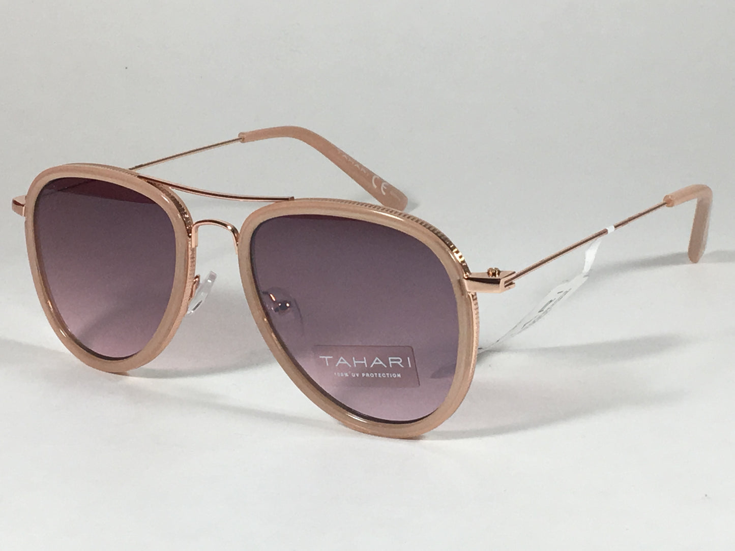Tahari Aviator Pilot Sunglasses Rose Gold Nude Pink Gradient Lens Th700 Ndrgd - Sunglasses