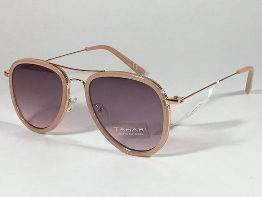 Tahari Aviator Pilot Sunglasses Rose Gold Nude Pink Gradient Lens Th700 Ndrgd - Sunglasses
