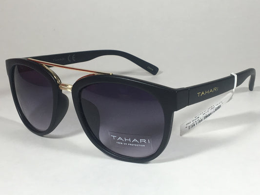 Tahari Brow Bar Designer Sunglasses Black Gold Gray Gradient Lens TH559 OX - Sunglasses