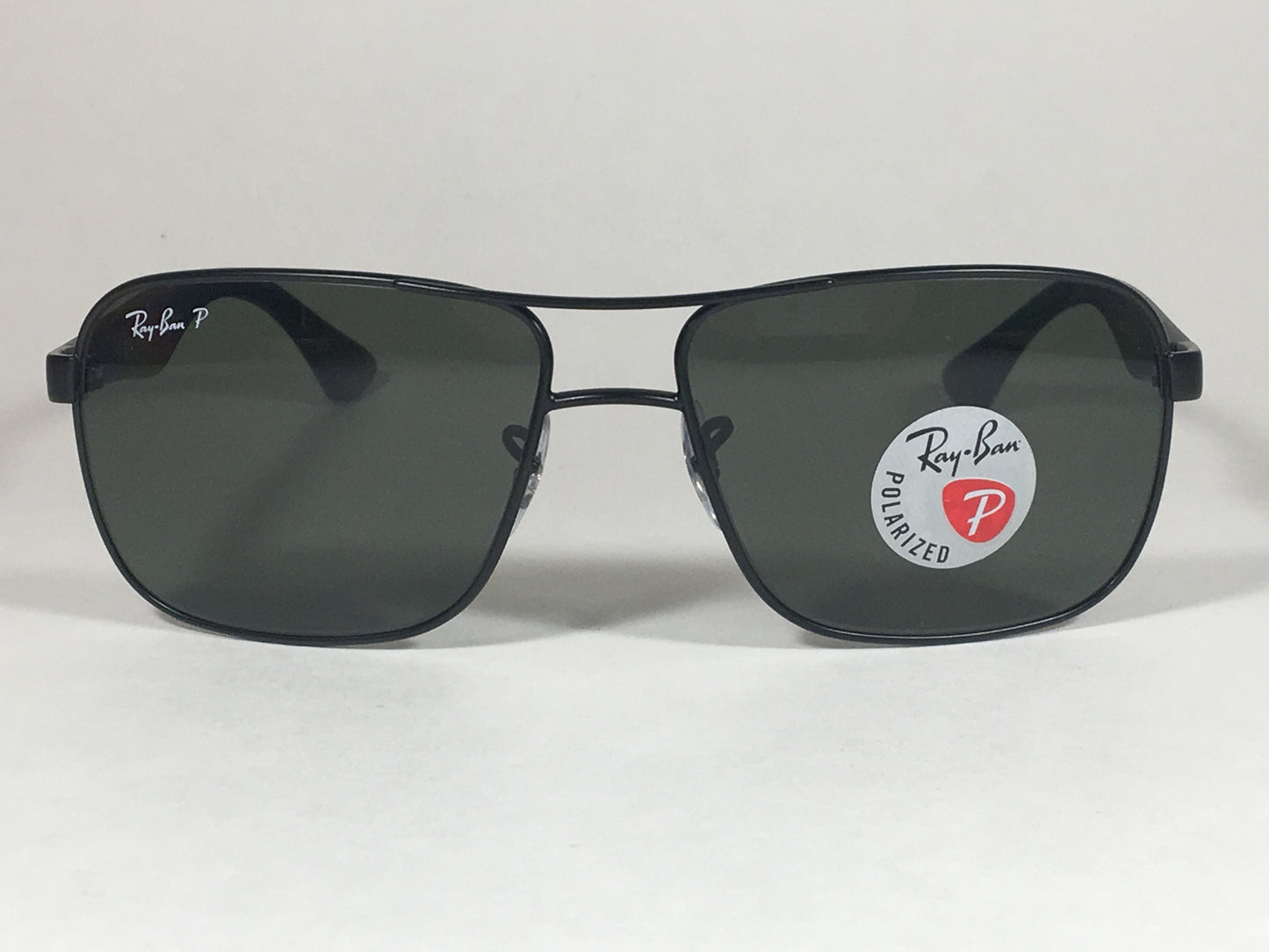 Ray-Ban Polarized Navigator Sunglasses Rb3516 006/9A Matte Black Frame Green Classic Lens Rectangle Shape - Sunglasses