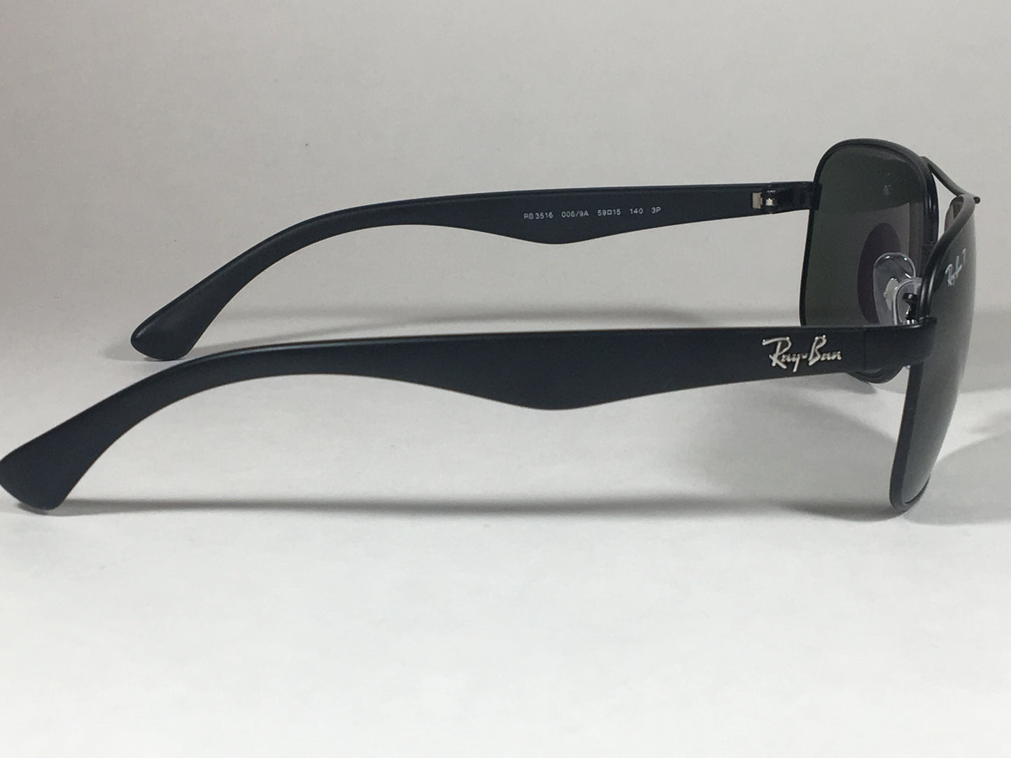 Ray-Ban Polarized Navigator Sunglasses Rb3516 006/9A Matte Black Frame Green Classic Lens Rectangle Shape - Sunglasses