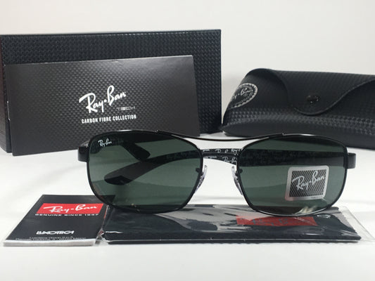 Ray-Ban Tech Carbon Fibre Fiber Sunglasses Black Frame Green Lens Rb8316 002 - Sunglasses